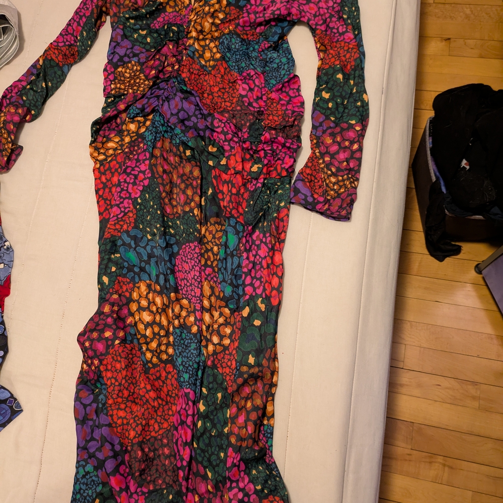 Farm Rio Heart Pattern Long-Sleeve Dress